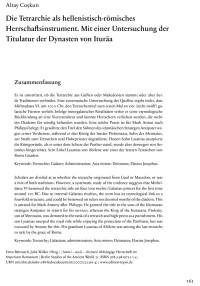 Cover Artikel "Die Tetrarchie als hellenistisch-römisches Herrschaftsinstrument. Mit einer Untersuchung der Titulatur der Dynasten von Ituräa"