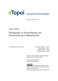 eTopoi Vol. 4 | Überlegungen zu Raumerfassung und Flächenrechnung in Mesopotamien