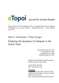 Cover: eTopoi Secial Volume 4, Artikel von M. Groenhuijzen /P. Verhagen